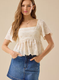 Corey Tie Back Embroidered Top Detail 3 - TULLABEE