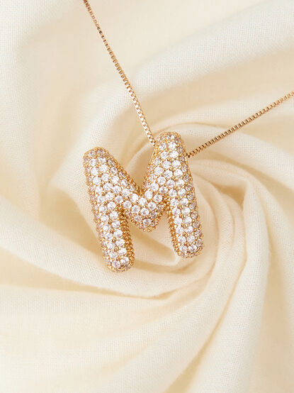 18K Gold Monogram Charm Necklace - M - TULLABEE
