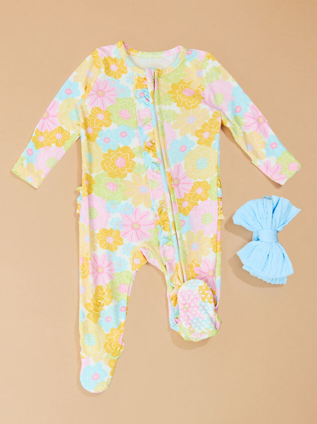Dreamy Dahlias Footie and Headband Set Detail 3 - TULLABEE