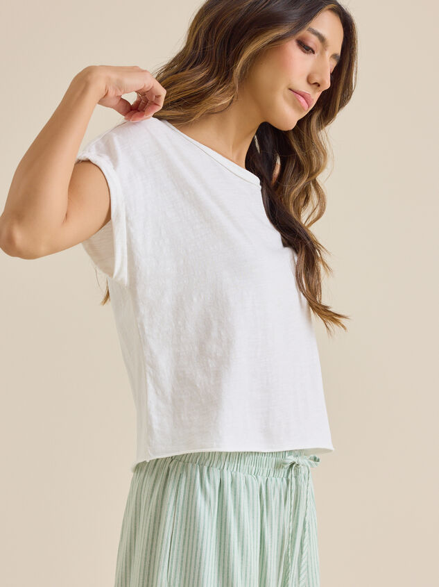 Demi Slub Roll Sleeve Tee Detail 4 - TULLABEE