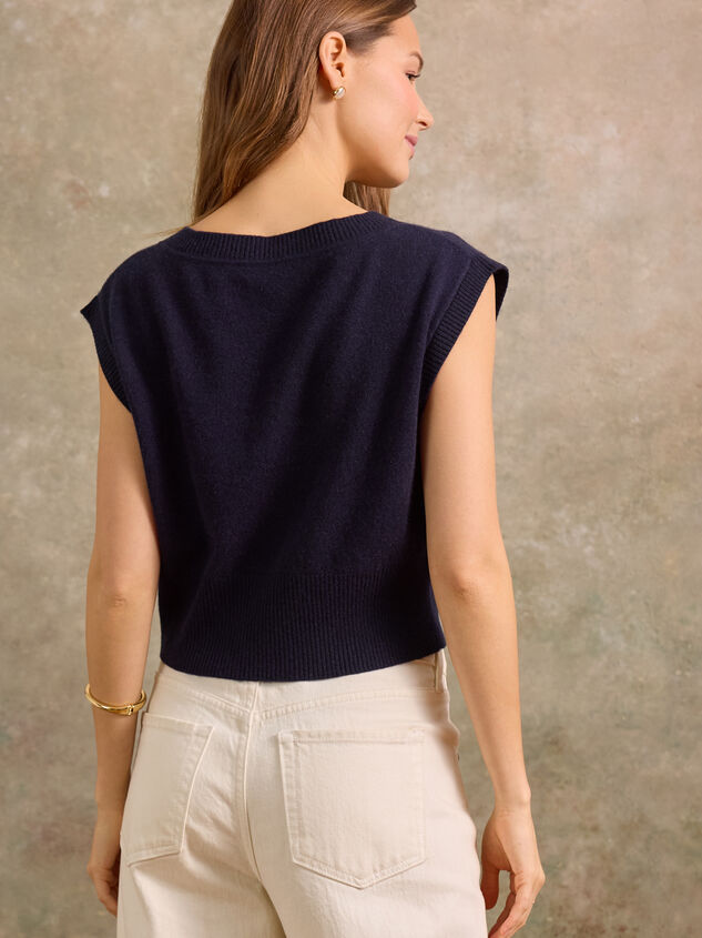 Lumina Cashmere V-Neck Sweater Vest Detail 6 - TULLABEE