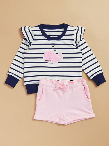 Bubbly Whale French Terry Sweatshirt and Shorts Set - TULLABEE