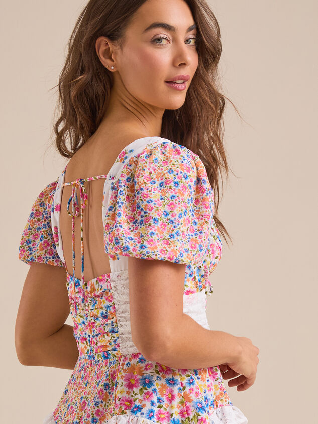 Aderny Floral Mini Dress Detail 5 - TULLABEE