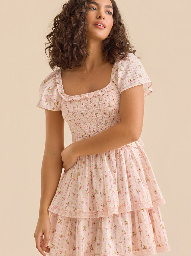 Cardi Floral Mini Dress Detail 3 - TULLABEE