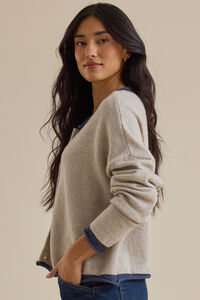 Skyla Contrast Roll Neck Cardigan Detail 4 - Altar'd State