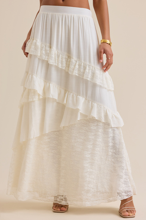 Evangeline Asymmetrical Tiered Maxi Skirt - Altar'd State