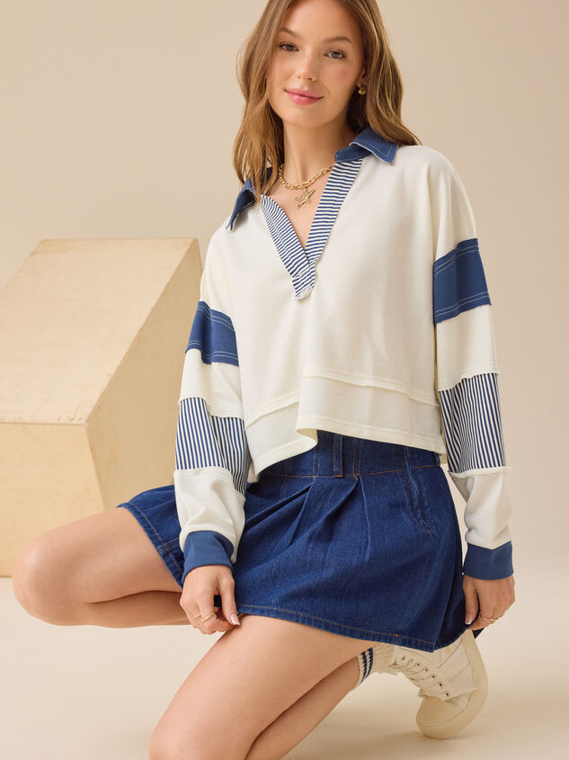 Blake Cropped Polo Pullover Detail 4 - TULLABEE