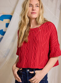 Emma Cable Cropped Sweater Detail 2 - TULLABEE