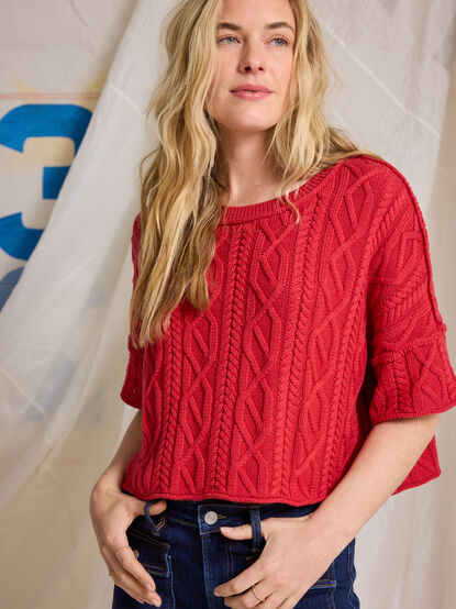 Emma Cable Cropped Sweater - TULLABEE