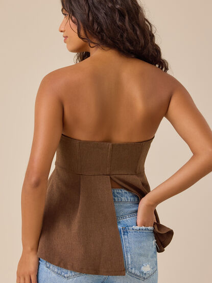 Stevie Strapless Peplum Top - TULLABEE