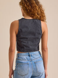 Tessa Tie Front Denim Vest Detail 4 - TULLABEE