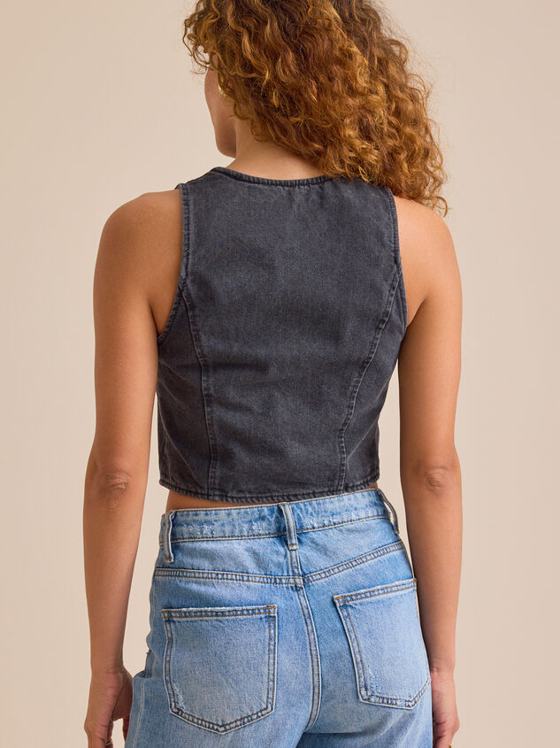 Tessa Tie Front Denim Vest Detail 4 - TULLABEE