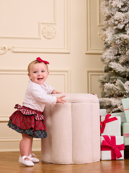 Rowan Bodysuit with Tiered Plaid Skirt Set - TULLABEE