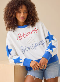 Stars and Stripes Beaded Crewneck - TULLABEE