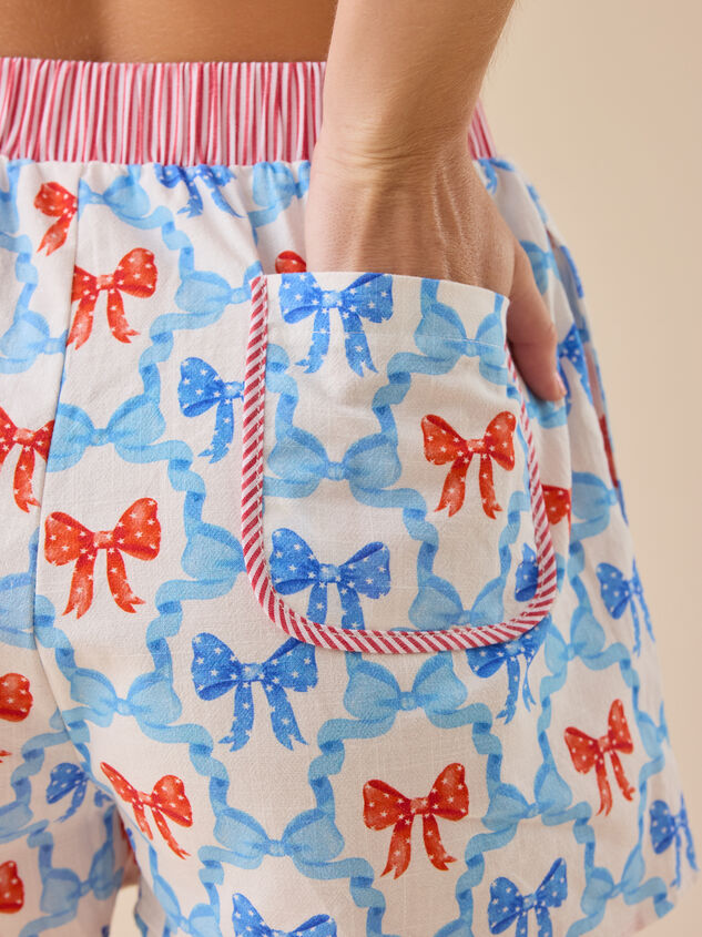 Americana Bows Sleep Shorts Detail 6 - TULLABEE