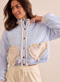 Gingham Heart Patch Jacket Detail 2 - TULLABEE