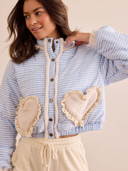 Gingham Heart Patch Jacket - TULLABEE
