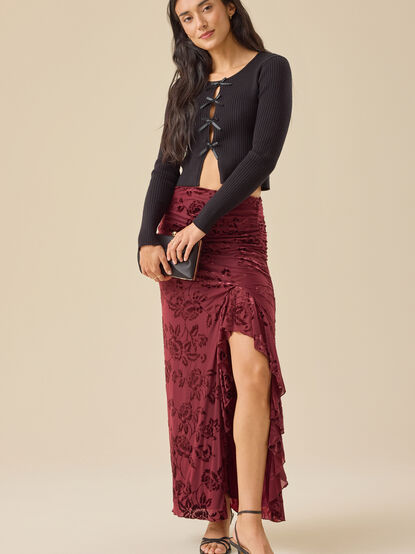 Perrin Velvet Midi Skirt - TULLABEE