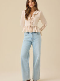 Amelia Ruffle Tie Front Top Detail 3 - TULLABEE
