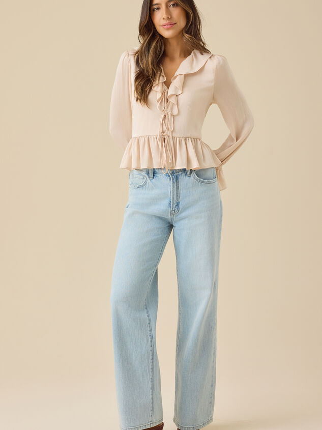Amelia Ruffle Tie Front Top Detail 3 - TULLABEE