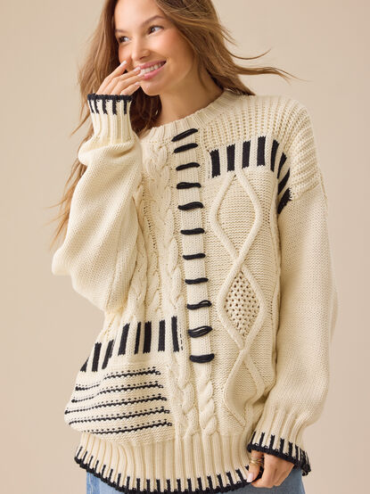 Cierra Cable Whipstitch Sweater - TULLABEE