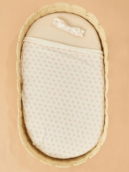 Vintage Mini Bows Swaddle with Headband - TULLABEE