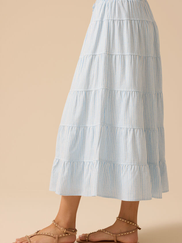 Lucy Striped Linen Skirt Detail 4 - TULLABEE