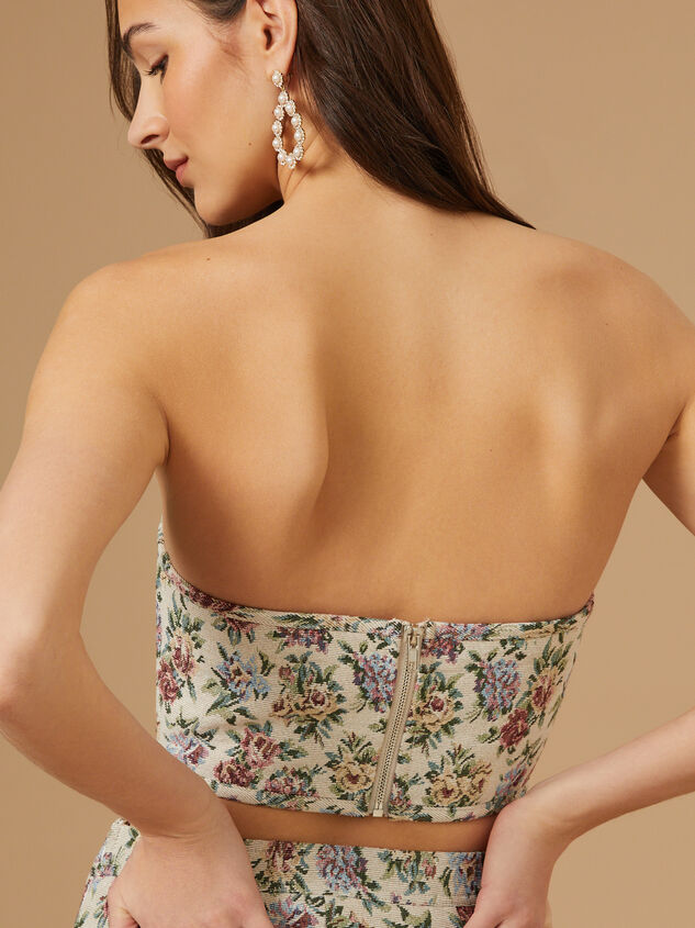 Floral Tapestry Corset Tube Top Detail 3 - TULLABEE