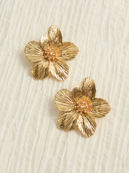 Textured Flower Post Earring - TULLABEE