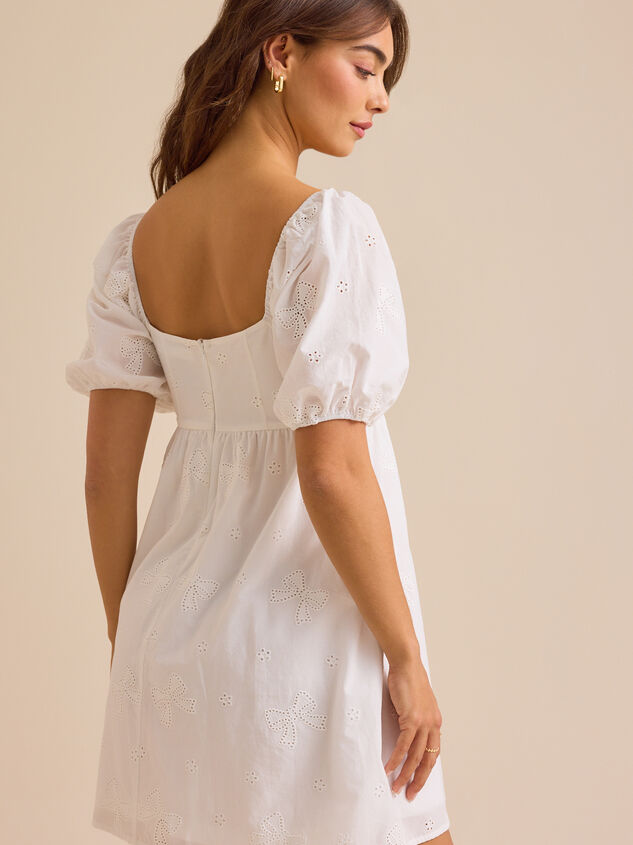 Jordan Bow Eyelet Mini Dress Detail 4 - TULLABEE
