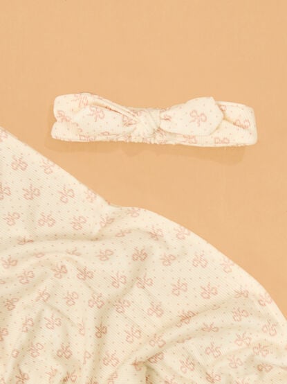 Vintage Mini Bows Swaddle with Headband - TULLABEE