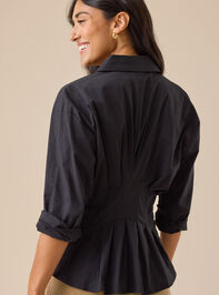 Julianne Pleated Button-Up Top Detail 5 - TULLABEE