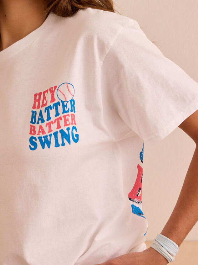 Hey Batter Batter Graphic Tee Detail 2 - TULLABEE