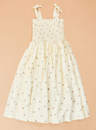 Laura Dot Smock Dress Detail 2 - TULLABEE