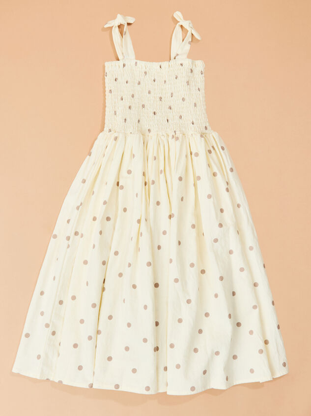 Laura Dot Smock Dress Detail 2 - TULLABEE