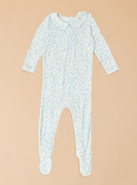 Blue Calico Collar Footie - TULLABEE