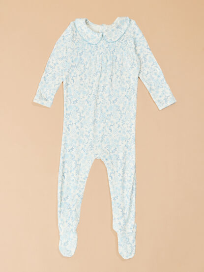 Blue Calico Collar Footie - TULLABEE