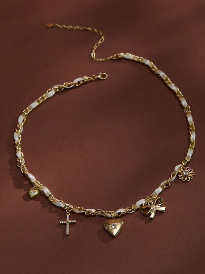 Ribbon & Radiance Charm Necklace - TULLABEE