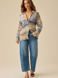 Julia Stripe Zip-Up Cardigan Detail 3 - TULLABEE