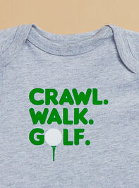 Crawl Walk Golf Bodysuit Detail 2 - TULLABEE