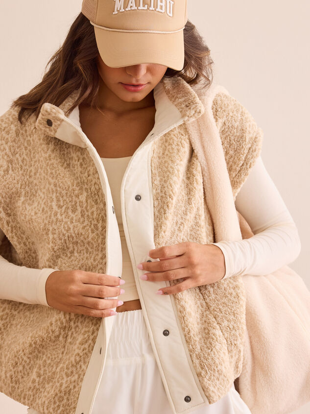 Leopard Summit Sherpa Button Vest - TULLABEE