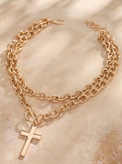Double Layer Cross Necklace - TULLABEE