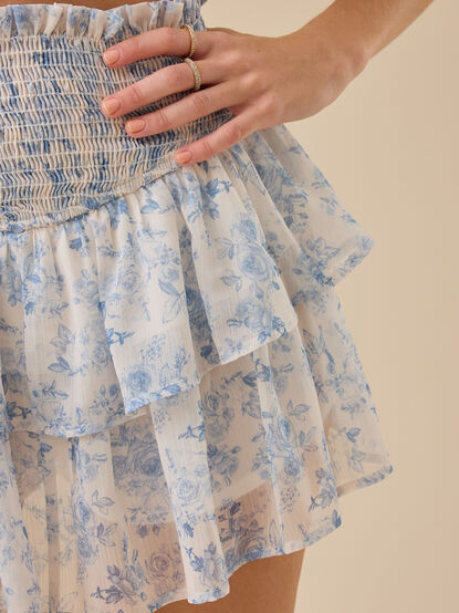 Zara Smocked Floral Mini Skirt - TULLABEE