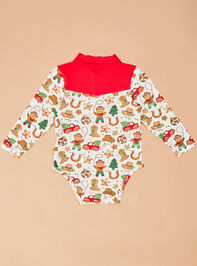 Cowboy Christmas Polo Bodysuit Detail 2 - TULLABEE