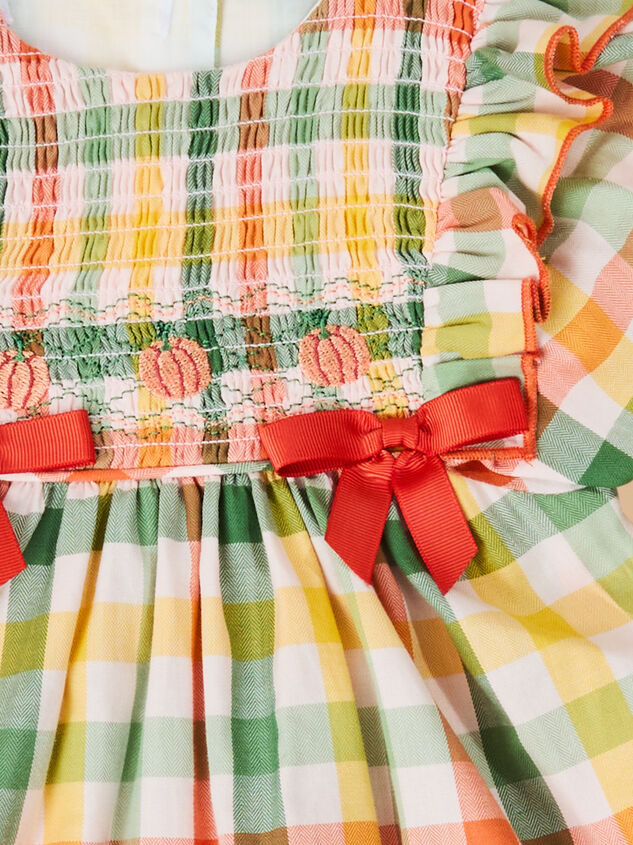October Plaid Baby Dress Detail 3 - TULLABEE
