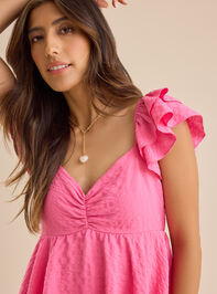 Rachel Flutter Sleeve Romper Detail 2 - TULLABEE