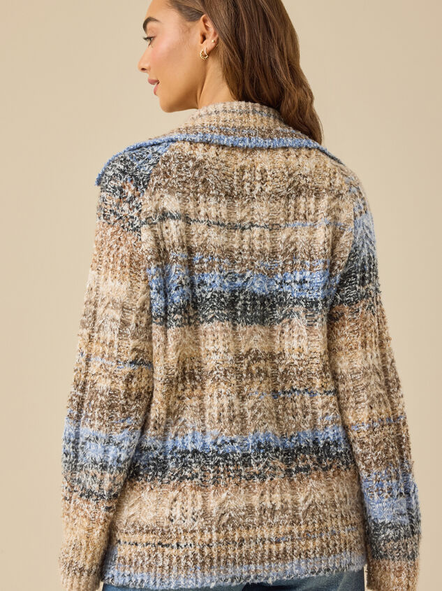 Julia Stripe Zip-Up Cardigan Detail 5 - TULLABEE