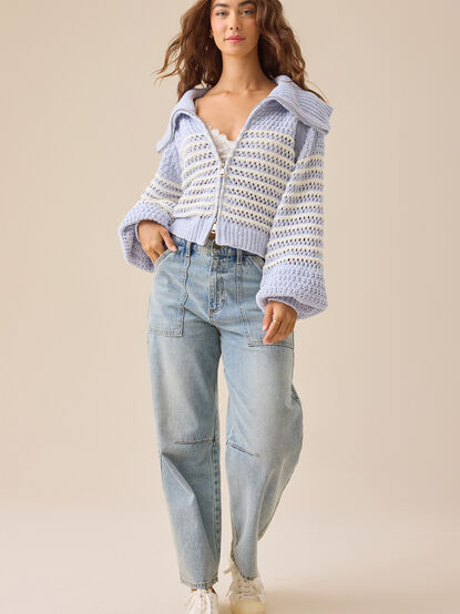 Allyson Striped Zip Up - TULLABEE