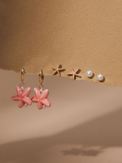 Floral Teardrop Dangle Earring Set - TULLABEE