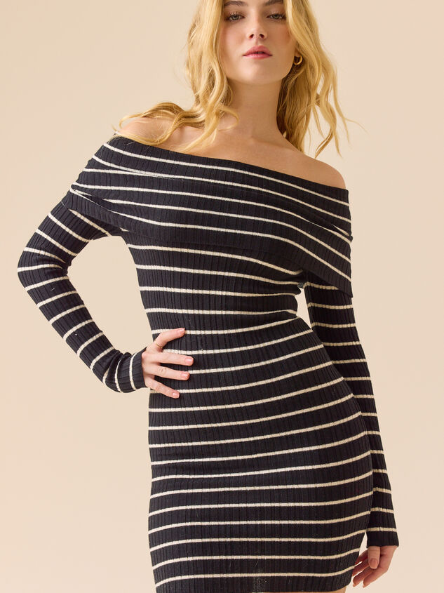 Johanna Striped Mini Sweater Dress Detail 2 - TULLABEE